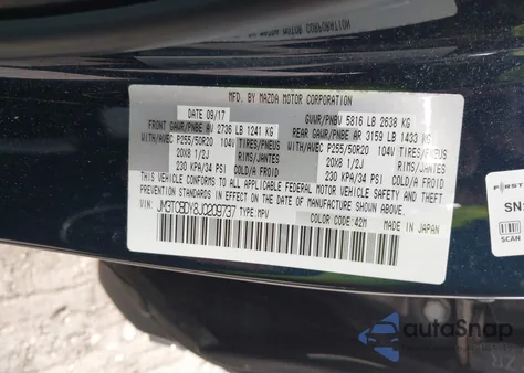 2018 Mazda Cx-9 Grand Touring from USA, damaged, VIN JM3TCBDY8J0209737